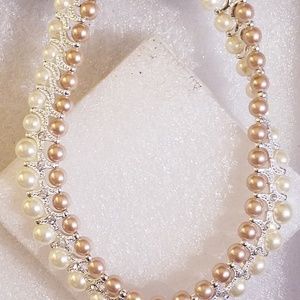 Intricate double strand of glass pearls
